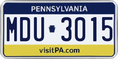 PA license plate MDU3015