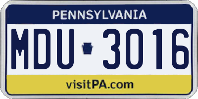 PA license plate MDU3016
