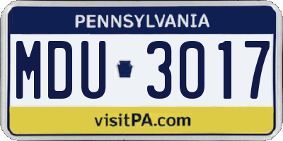 PA license plate MDU3017