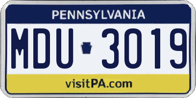 PA license plate MDU3019