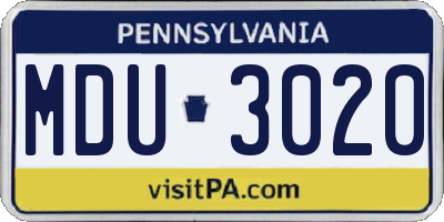 PA license plate MDU3020