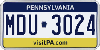 PA license plate MDU3024