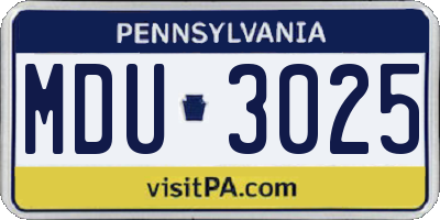 PA license plate MDU3025