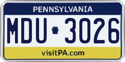 PA license plate MDU3026