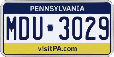 PA license plate MDU3029
