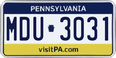 PA license plate MDU3031
