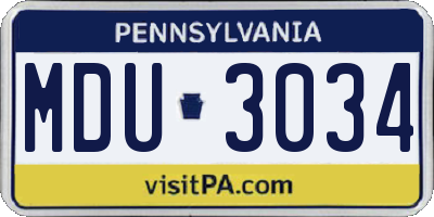 PA license plate MDU3034