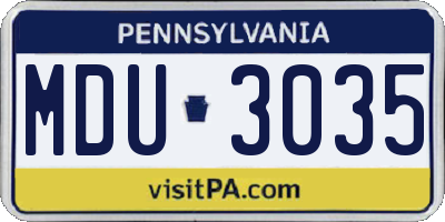 PA license plate MDU3035