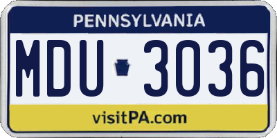 PA license plate MDU3036