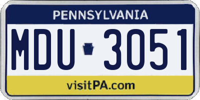 PA license plate MDU3051