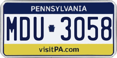 PA license plate MDU3058