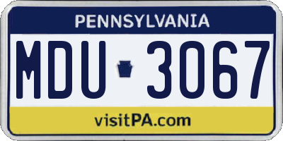 PA license plate MDU3067