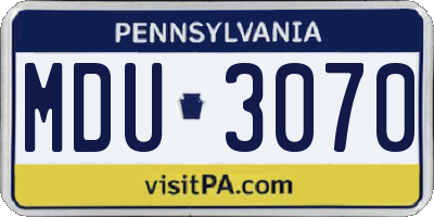 PA license plate MDU3070