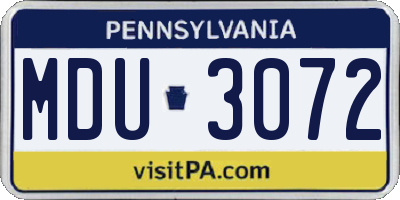 PA license plate MDU3072