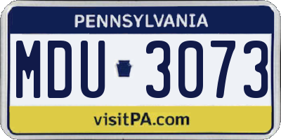 PA license plate MDU3073