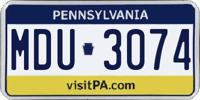 PA license plate MDU3074