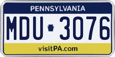 PA license plate MDU3076