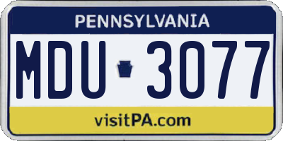 PA license plate MDU3077
