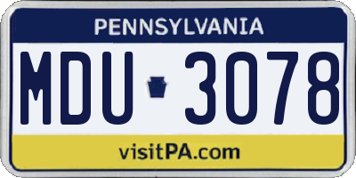 PA license plate MDU3078