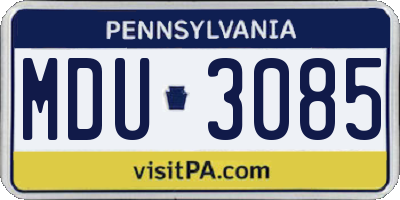 PA license plate MDU3085