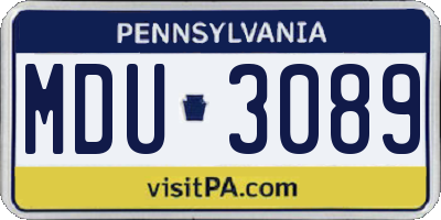 PA license plate MDU3089