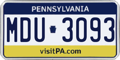 PA license plate MDU3093