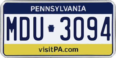PA license plate MDU3094