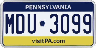 PA license plate MDU3099