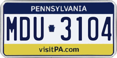 PA license plate MDU3104