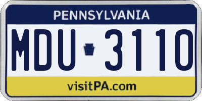 PA license plate MDU3110