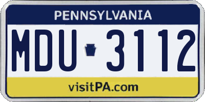 PA license plate MDU3112