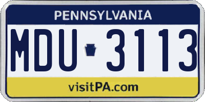 PA license plate MDU3113