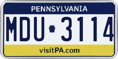 PA license plate MDU3114