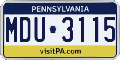 PA license plate MDU3115