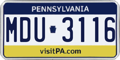 PA license plate MDU3116