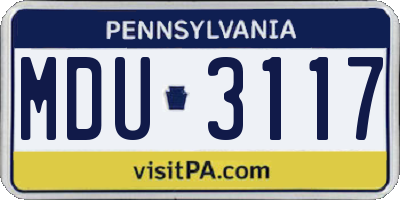PA license plate MDU3117