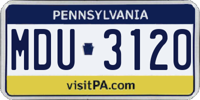 PA license plate MDU3120
