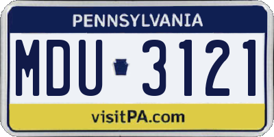 PA license plate MDU3121