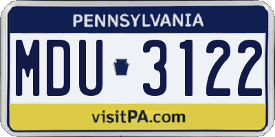 PA license plate MDU3122