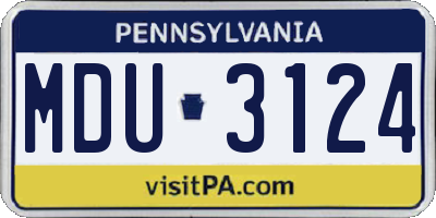 PA license plate MDU3124