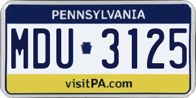 PA license plate MDU3125