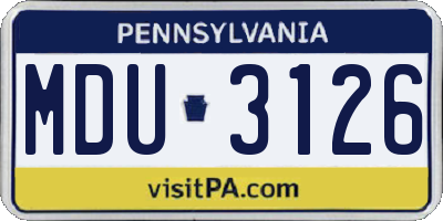 PA license plate MDU3126
