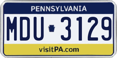 PA license plate MDU3129