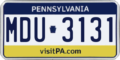 PA license plate MDU3131