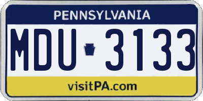 PA license plate MDU3133