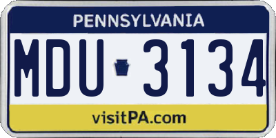 PA license plate MDU3134