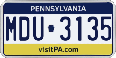 PA license plate MDU3135