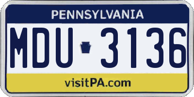 PA license plate MDU3136