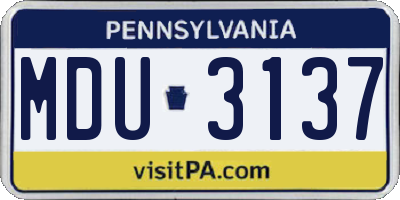 PA license plate MDU3137
