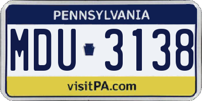 PA license plate MDU3138